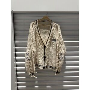 Rare Taylor Swift Folklore Album Cardigan Cream Cable Knit Star Patch size M/L